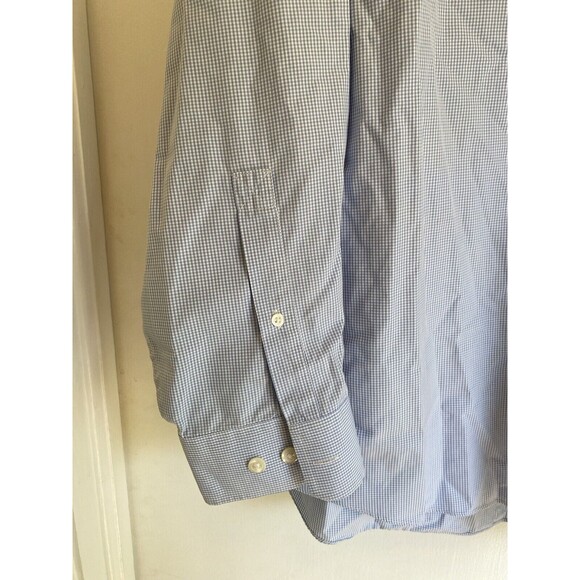 Duluth Trading Button Down Shirt Men Size L White & Blue Checkered Plaid Gingham - Picture 5 of 7